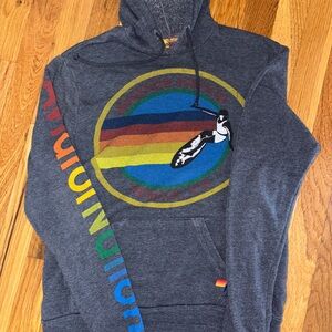 Gray Hoodie with Rainbow Graphic